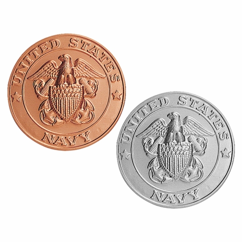 2-Inch in Diameter Round Metal United States Navy Stamped Insert in Multiple Colors