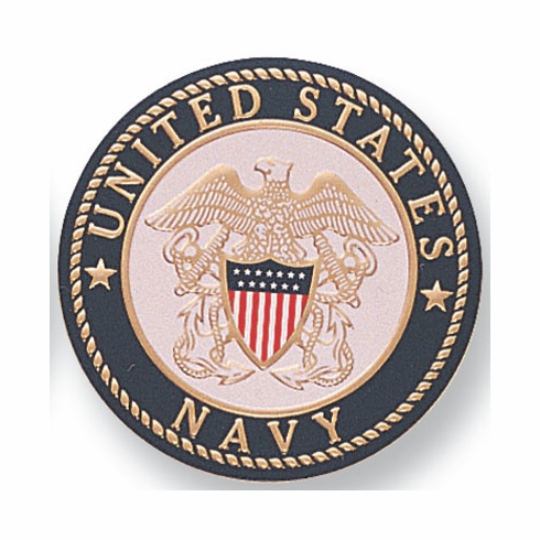 4-Inch in Diameter Embossed United States Navy Round Metal Medallion Peel-and-Stick Insert