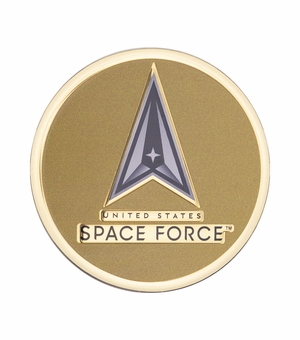 2 Inch in Diameter Round Metal Litho-Print US Space Force Medallion Insert in Gold