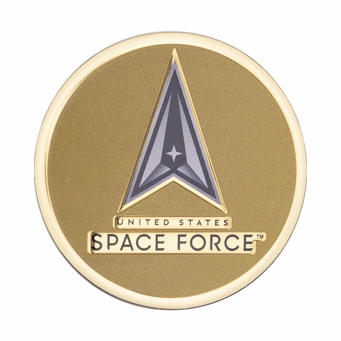 2 Inch in Diameter Round Metal Litho-Print US Space Force Medallion Insert in Gold