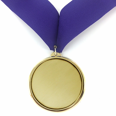 2-1/4 Inch in Diameter Round Iron Medal with 2 Inch Mylar Vampire Themed Insert and Ribbon