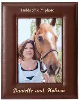 9-1/2 x 7-1/2 INCH VERTICAL TAN LEATHERETTE PICTURE FRAME, HOLDS 5" X 7" PHOTO