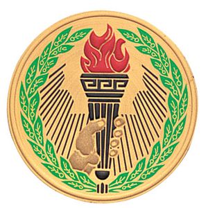 2 Inch in Diameter Round Metal Litho-Print Victory Themed Medallion Insert