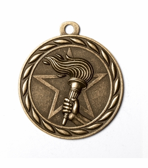 Metal 2-Inch in Diameter Round Victory Medal with Cutomizable Back in Multiple Colors