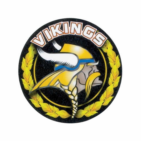 2 Inch in Diameter Round 'Vikings' Themed Mylar and Gold Sports Insert