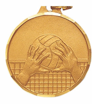 1-1/4 Inch Die-Struck Volleyball Medal in Gold with Customizable Back