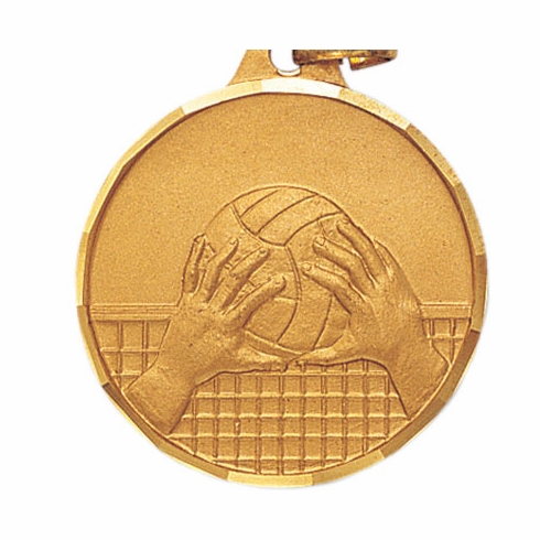 1-1/4 Inch Die-Struck Volleyball Medal in Gold with Customizable Back
