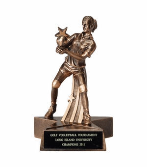 VOLLEYBALL, FEMALE, 6 1/4 INCH FIGURE TROPHY