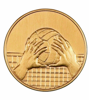 2-Inch in Diameter Round Stamped Metal Volleyball Themed Insert in Multiple Colors