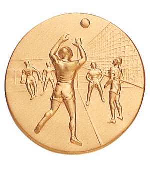 2-Inch in Diameter Round Metal Male Volleyball Stamped Insert in Multiple Colors