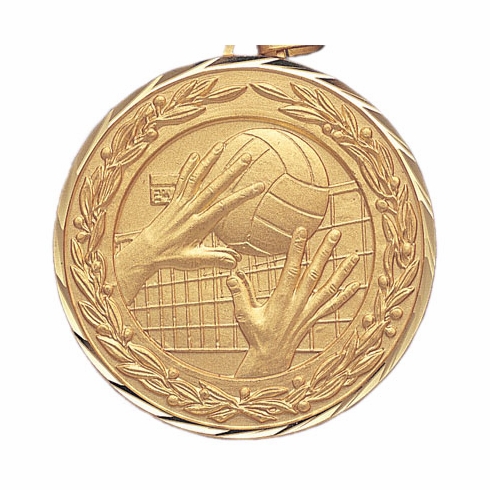 2 Inch Die-Struck Volleyball Themed Medal in Gold or Silver