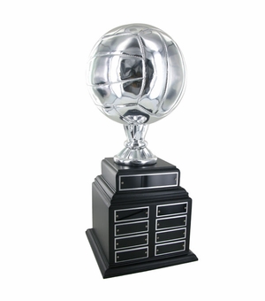 VOLLEYBALL PERPETUAL TROPHY, HEIGHT 19 INCHES, 8 INCH SILVER BALL