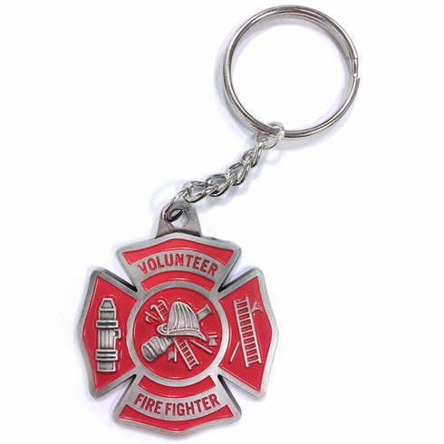 VOLUNTEER FIRE FIGHTER PEWTER KEY CHAIN