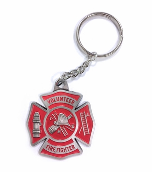 VOLUNTEER FIRE FIGHTER PEWTER KEY CHAIN