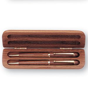 WALNUT BOX,PEN, & PENCIL SET