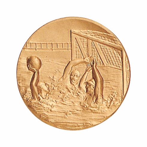 2-Inch in Diameter Round Metal Water Polo Stamped Insert in Gold or Bronze