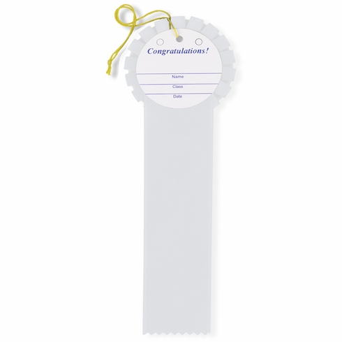 WHITE RIBBON, ROSETTE 3RD PLACE 2 INCH  MYLAR