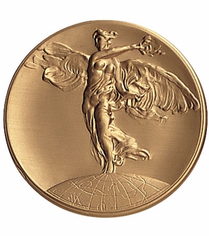 2-Inch in Diameter Round Metal Victory Themed Stamped Insert in Gold