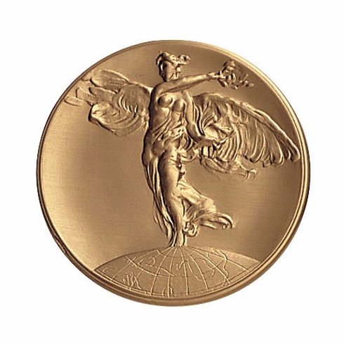 2-Inch in Diameter Round Metal Victory Themed Stamped Insert in Gold