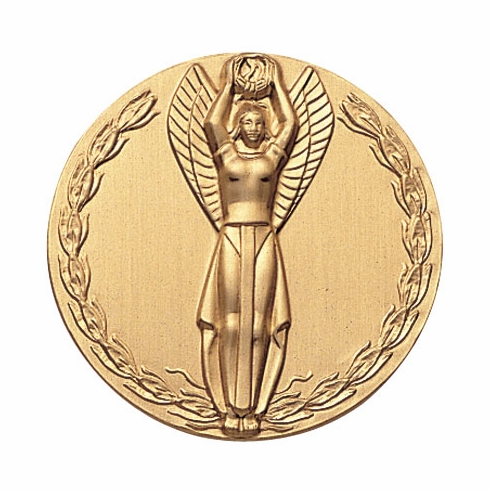 2-Inch in Diameter Round Metal Victory Themed Stamped Insert in Gold