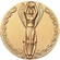 2-Inch in Diameter Round Metal Victory Themed Stamped Insert in Gold