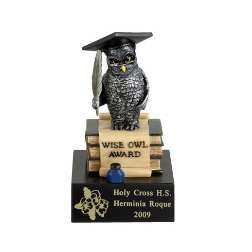 WISE OWL AWARD SCHOLASTIC TROPHY, 6 INCH