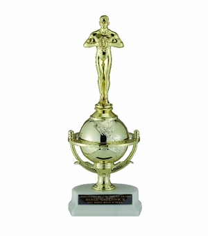 WORLD GLOBE GOLD TROPHY, TAKES FIGURE