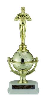 WORLD GLOBE GOLD TROPHY, TAKES FIGURE