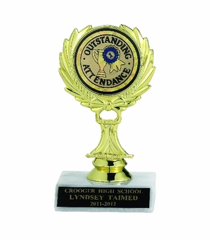 WREATH TROPHY, 5-1/2 INCH, WHITE PLASTIC BASE,  2 INCH INSERT