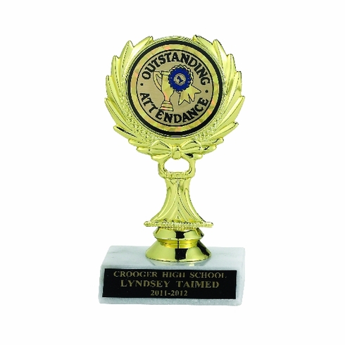 WREATH TROPHY, 5-1/2 INCH, WHITE PLASTIC BASE,  2 INCH INSERT