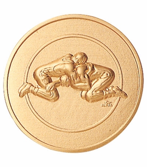 2-Inch in Diameter Round Metal Wrestling Themed Stamped Insert in Multiple Colors