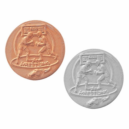 1-Inch in Diameter Round Metal Wrestling Medallion Insert in Multiple Colors