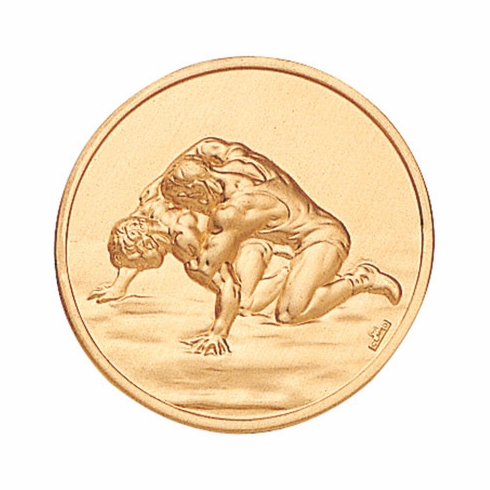 2-Inch in Diameter Round Metal Wrestling Stamped Insert in Gold