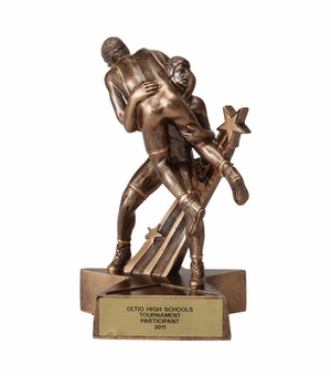 WRESTLING, 7 INCH FIGURE TROPHY