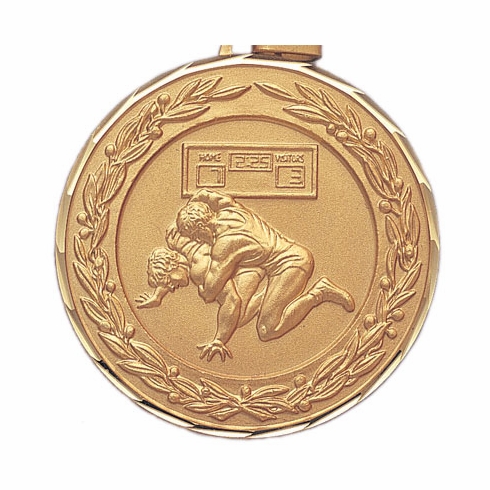 2 Inch Die-Struck Wrestling Medal in Gold, Silver, or Bronze