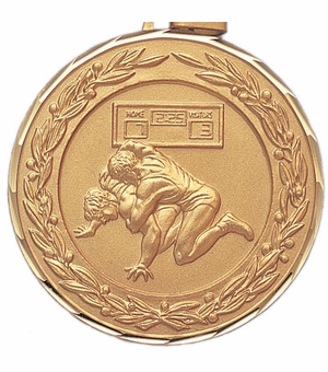 2 Inch Die-Struck Wrestling Medal in Gold, Silver, or Bronze