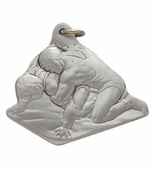 WRESTLING PEWTER KEY CHAIN