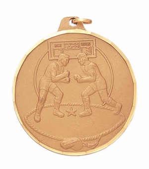 2 Inch Customizable Wrestling Medal in Gold, Silver, or Bronze
