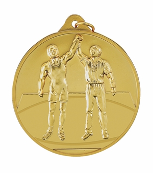 1-1/2 Inch Customizable Wrestling Champion Styled Sports Medal in Gold, Silver, or Bronze