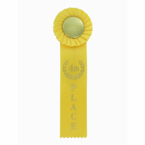 YELLOW RIBBON, ROSETTE 4TH PLACE 2 INCH  MYLAR