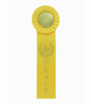 YELLOW RIBBON, ROSETTE 4TH PLACE 2 INCH  MYLAR