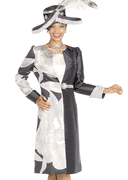 Wholesale Women Long Jacket/Dress Print Twill Satine Church Suit - Click to Enlarge