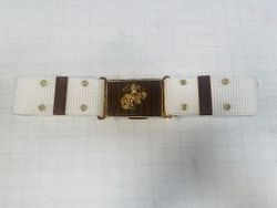 White & Brass Ceremonial Parade Belt w/ WaistPlate