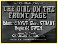 THE GIRL ON THE FRONT PAGE - (1936) - DVD - WITH EDMUND LOWE, GLORIA STUART