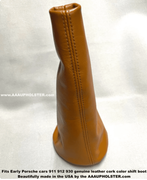 for early PORSCHE 911 912 930 shift Boot manual stick shifter New Cork Genuine Leather with top stitches