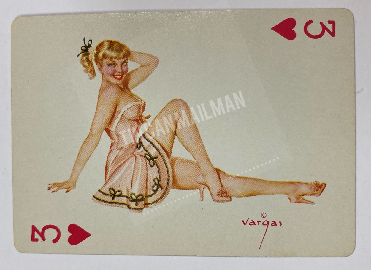 Vargas Girl Playing Card 3 of Hearts