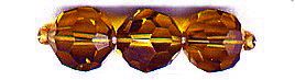 Amber Round Faceted Glass Beads