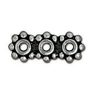 Antiqued Pewter 3 Hole Heishe Beaded Spacer Link