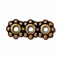 Antiqued Pewter 3 Hole Heishe Beaded Spacer Link