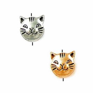 Antiqued Pewter Kitty Cat Face Beads (8mm)